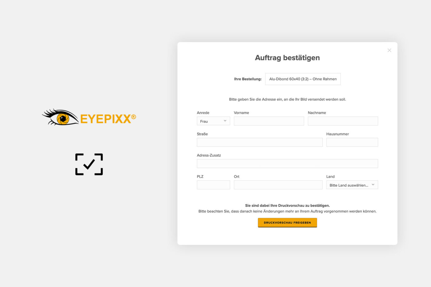 Screenshot for: Automatisierte Druckabwicklung für Eyepixx